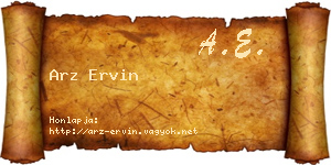 Arz Ervin névjegykártya